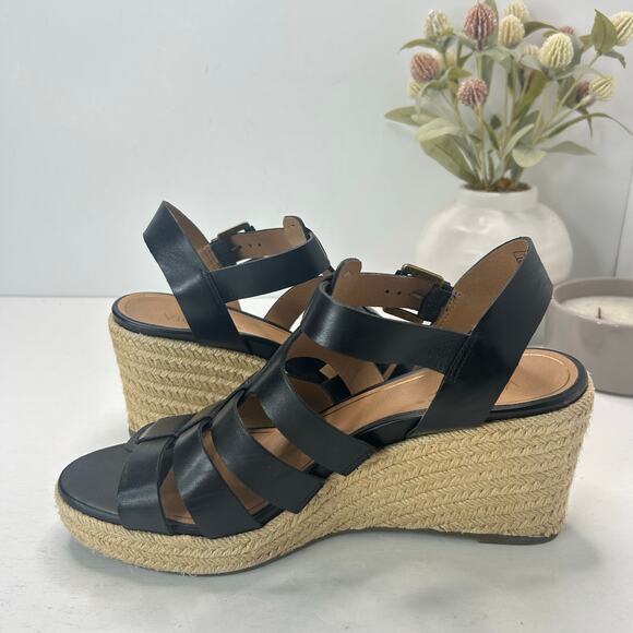 Vionic Jaylah Leather Wedge Platform Sandals Black Women's 10M Tried on - Picture 7 of 10